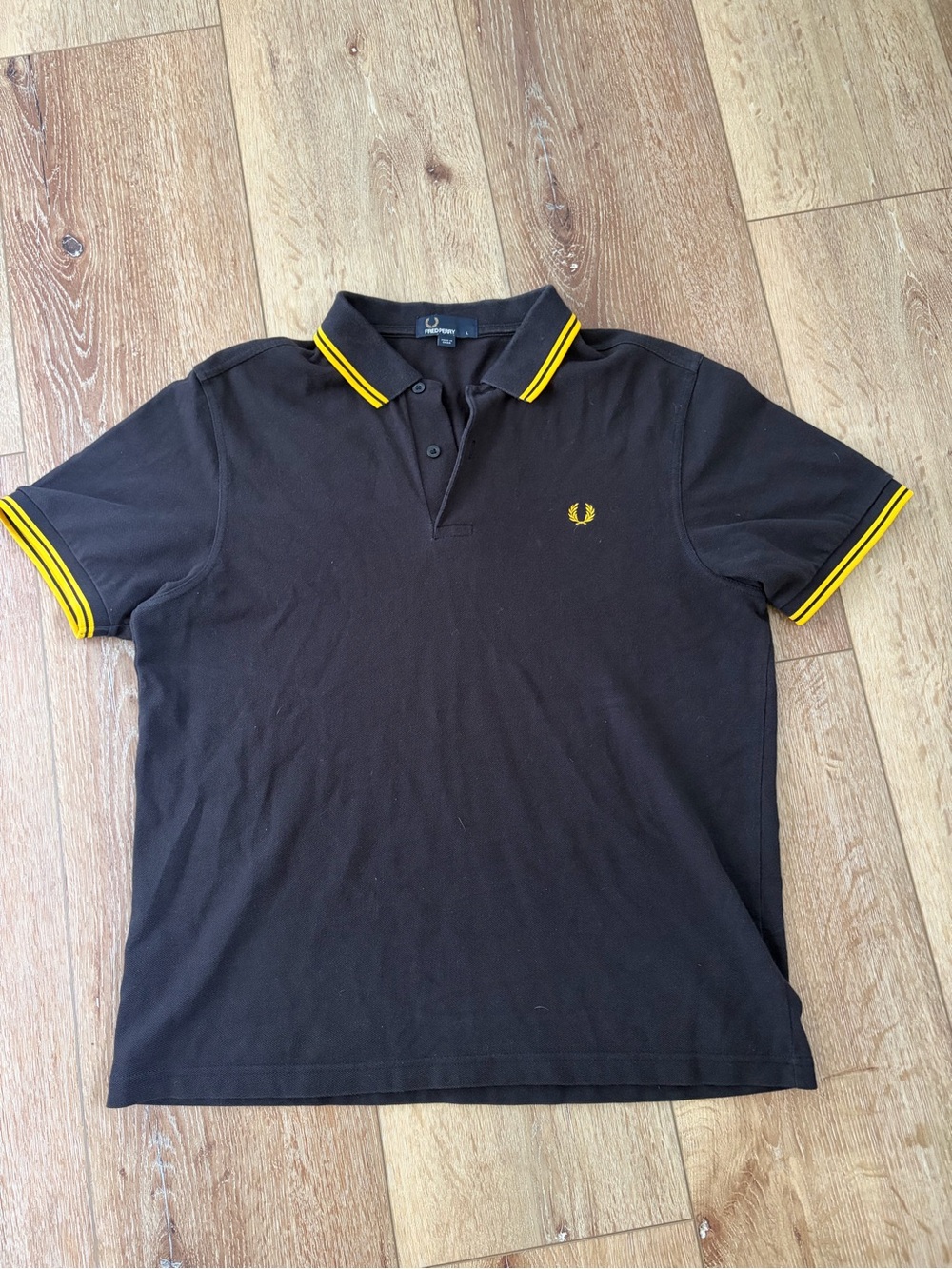 Fred Perry M12 Black Polo Shirt with Yellow Trim